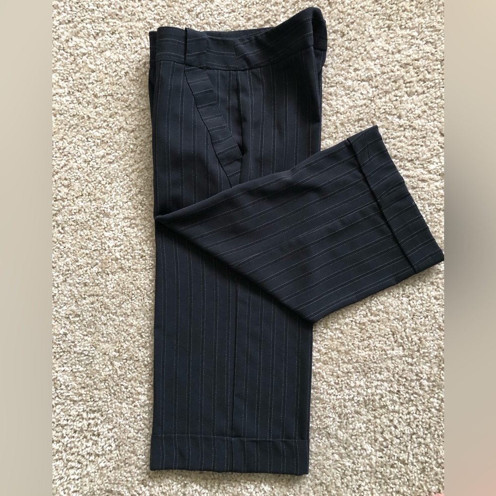 ASOS slim wide leg pants, black pinstripes, size 2, inseam 18.5”, rise 9.5”. - Picture 4 of 4